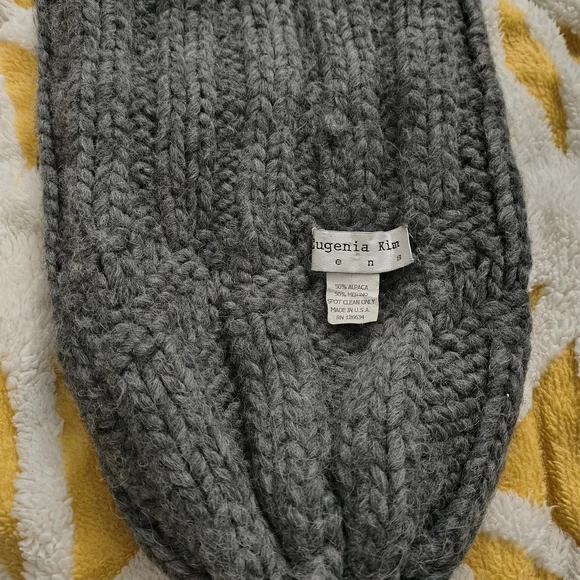 Eugenia Kim Textured Gray Alpaca Beanie Eugenia Kim Maddox Faux Fox Pom Beanie-Light Gray (Hats  main image 4